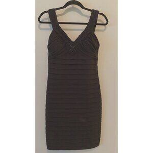 London Times Black Sleeveless Tiered Cocktail Dress Beaded Lace Size 8